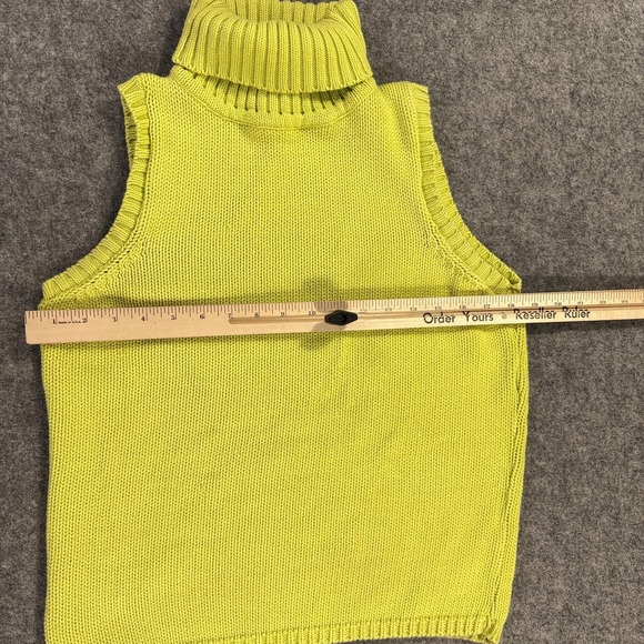 Y2K 90s Mossimo Sweater Women Large Chartreuse Turtleneck Sleeveless Cotton USA - Picture 5 of 8